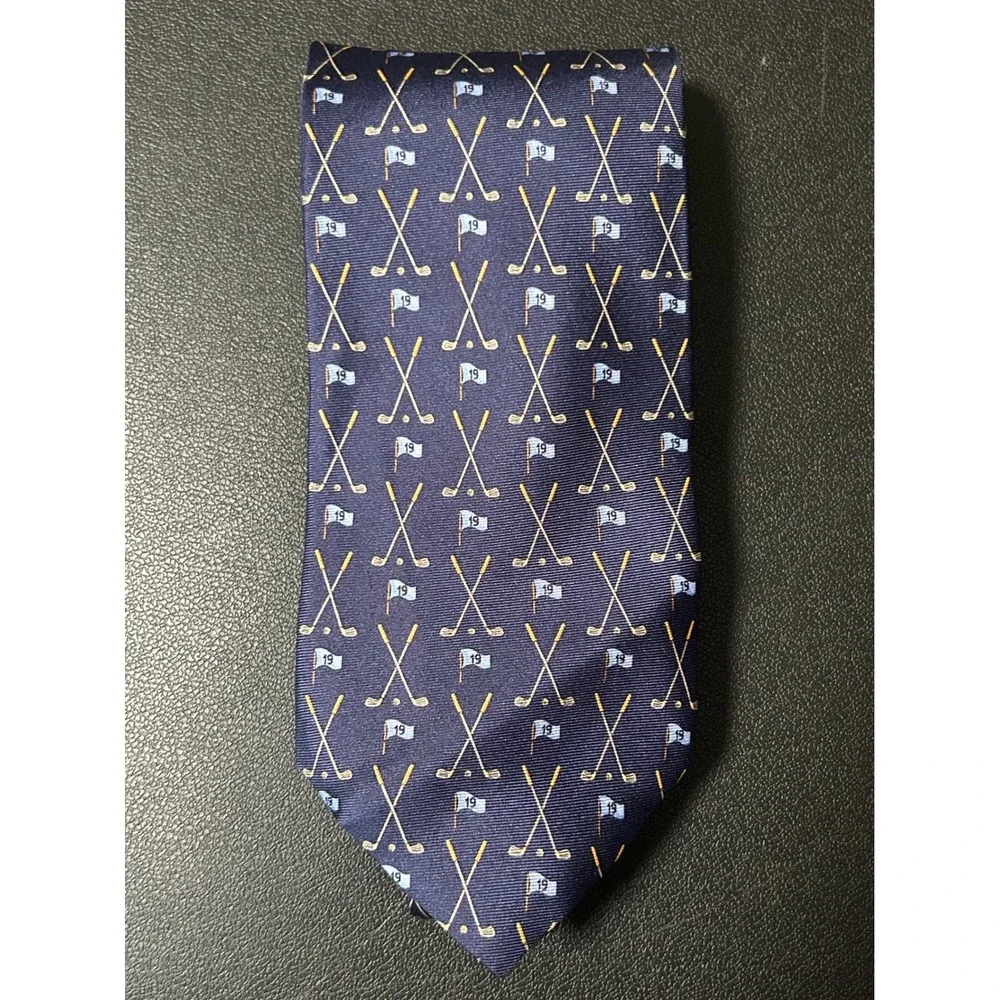 NEW Altea Milano Mens Blue Silk Golf Clubs Flags Necktie Italy 3.5 x 56 - CJ